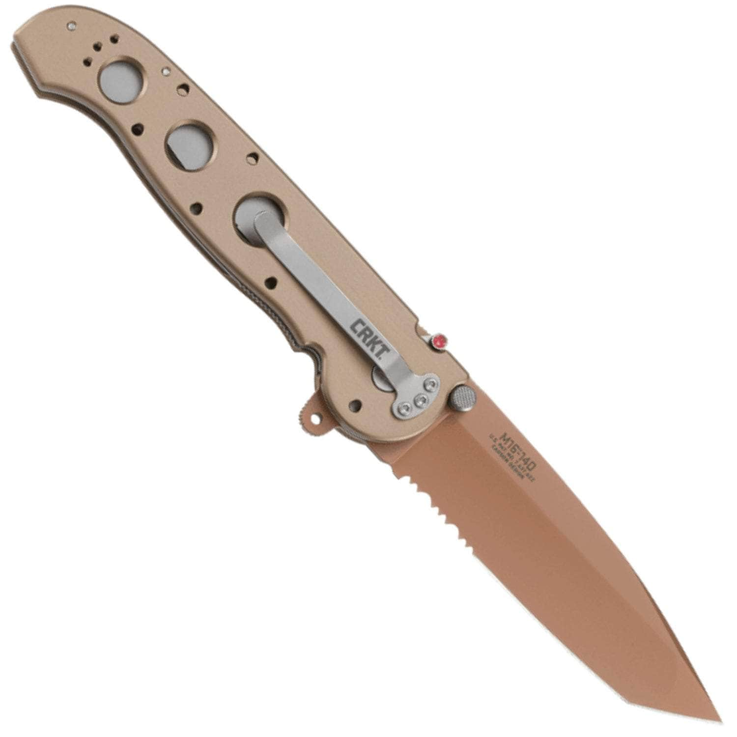 CRKT M16-14D Folder, 3.99 ComboEdge Tanto Blade, Desert Tan Aluminum Handle Discount Outlet Store