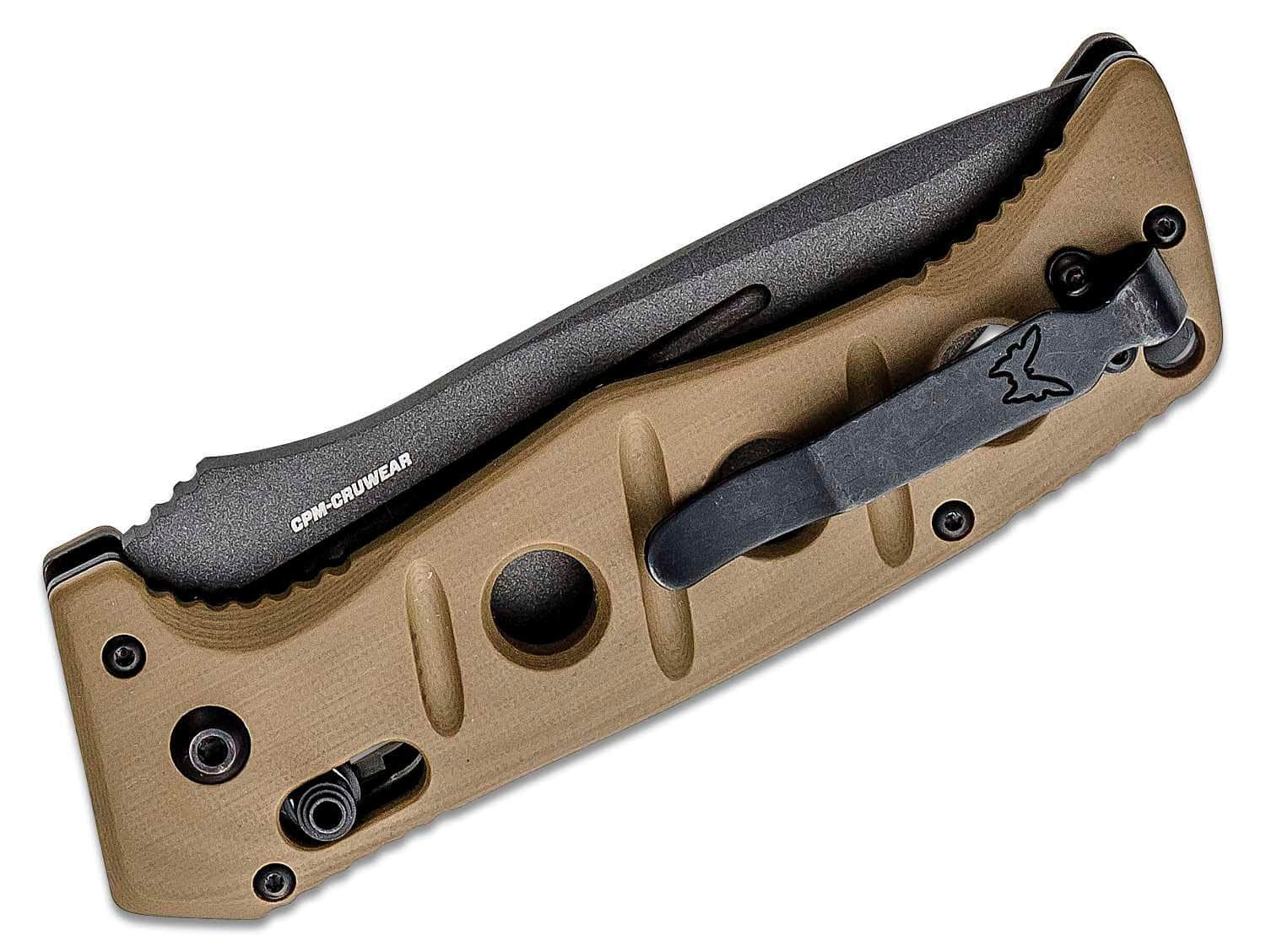 Benchmade 2750GY-3 Shane Sibert AUTO Adamas Folding Knife 3.78 CruWear Tungsten Gray Plain Blade, Desert Tan G10 Handles, Ballistic Nylon Sheath Order Online