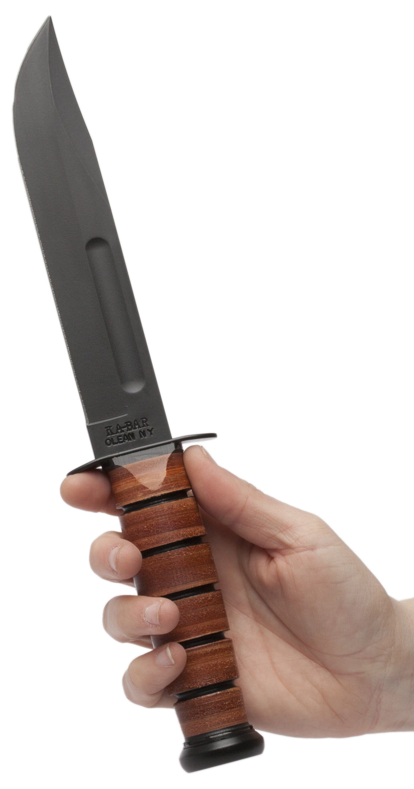 KA-BAR US Army Fighting Knife, 7 Plain Blade, Leather Handle, Leather Sheath - 1220 Discount Classic