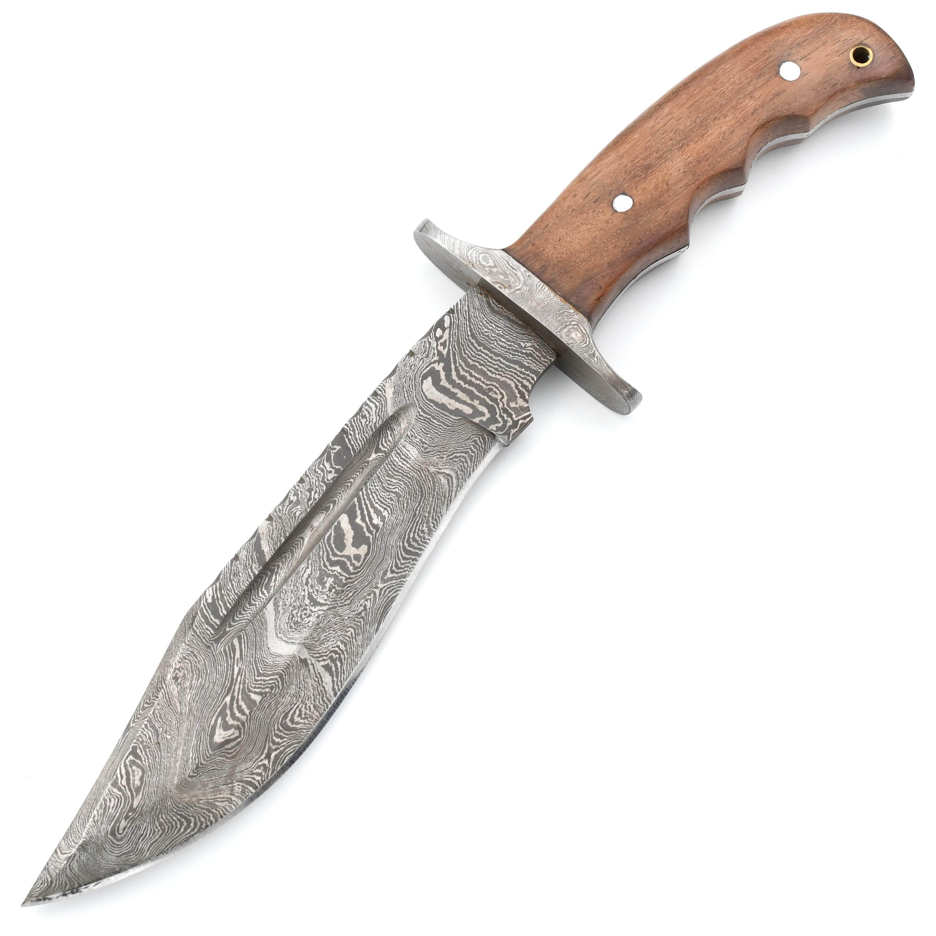 White Deer San Mai Damascus Bowie Knife, 8.6 Blade, Wood Handle, Sheath - WDM-2436 Visit New