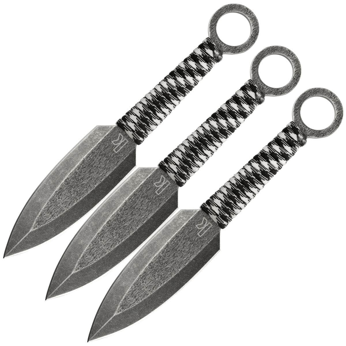 Kershaw Ion 3-Knife Set, 4.5 Blades, Black/White Paracord Handle - 1747BW 100% Original