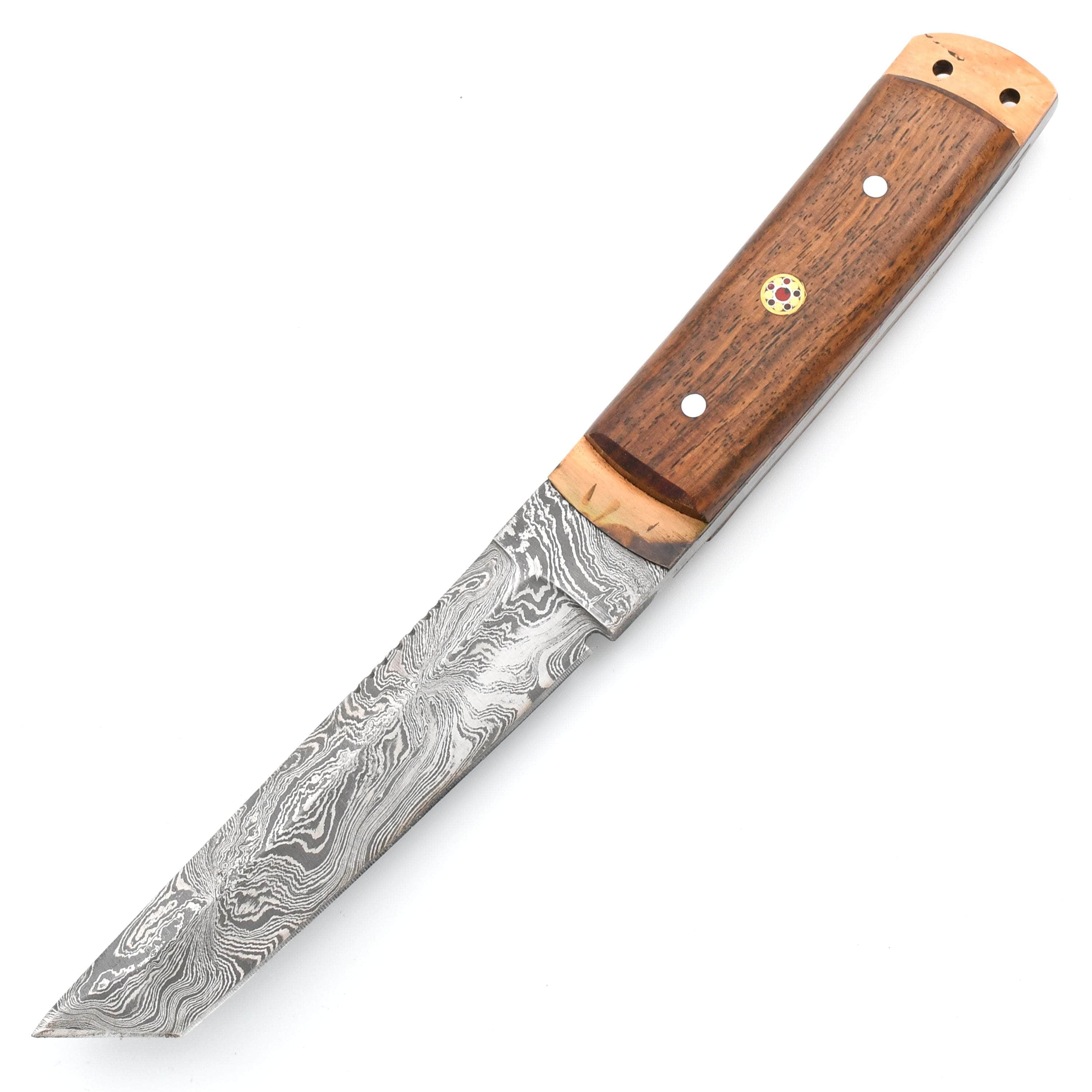 White Deer Damascus Tanto Hunting Knife, 5 Blade, Wood Handle, Sheath - DM-2198 Outlet Online Shop
