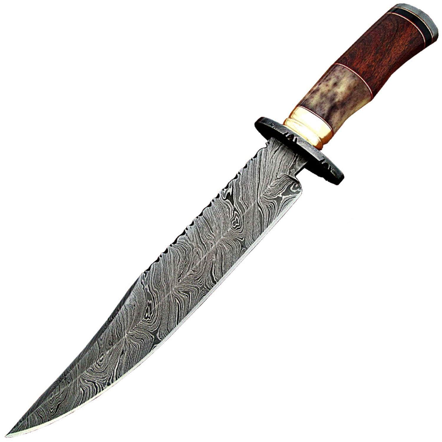 White Deer Damascus Bowie Knife, 8 Blade, Giraffe Bone/Rosewood Handle - DM-2271 Sale 100% Original