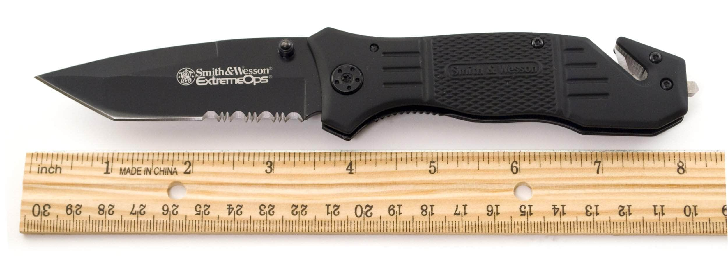 Engraved Smith & Wesson Extreme Ops, 3.3 Serrated Tanto Blade, Rubberized Aluminum Handle - SWFR2S Free Shipping Inexpensive