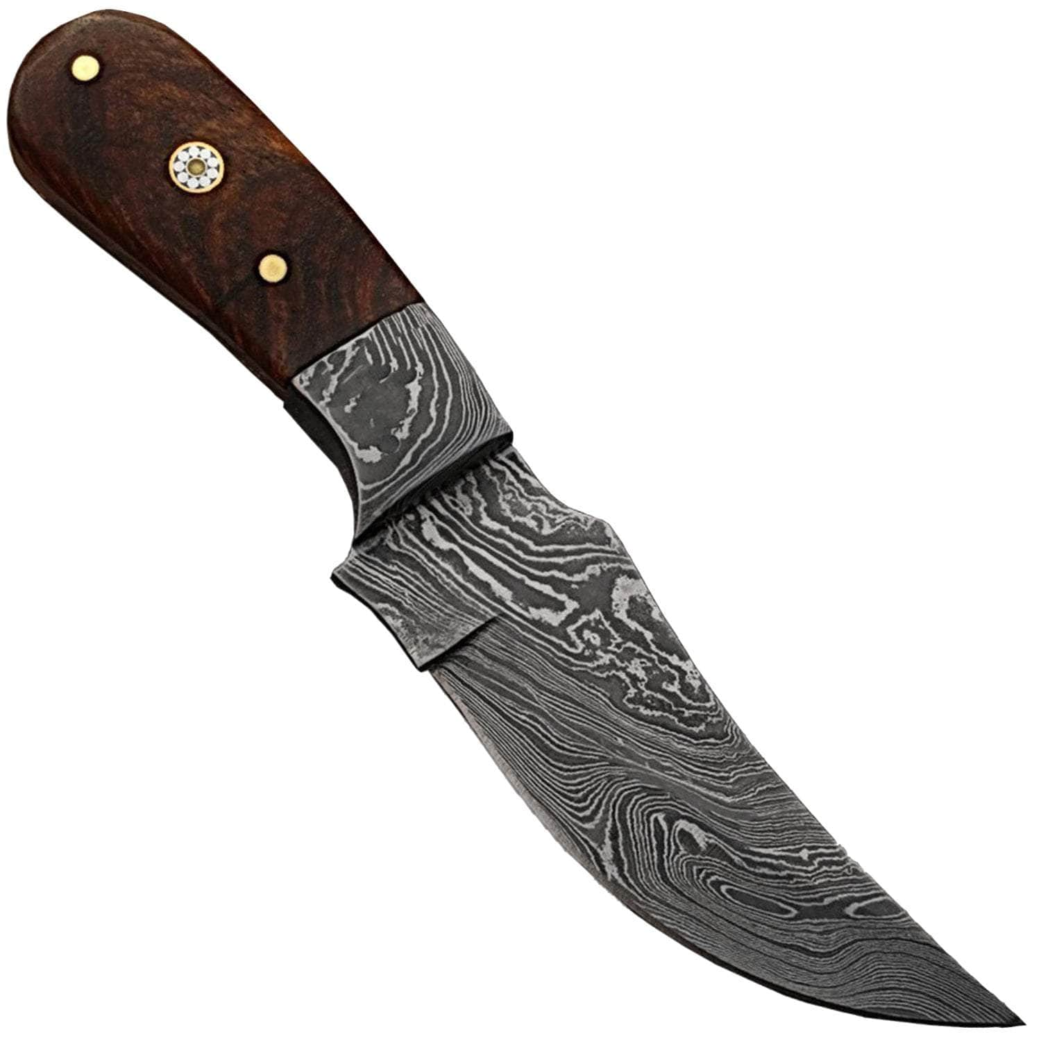 White Deer Damascus Skinner, 4.5 Blade, Wood Handle, Leather Sheath - DM-2185 Many Kinds Of Sale Online