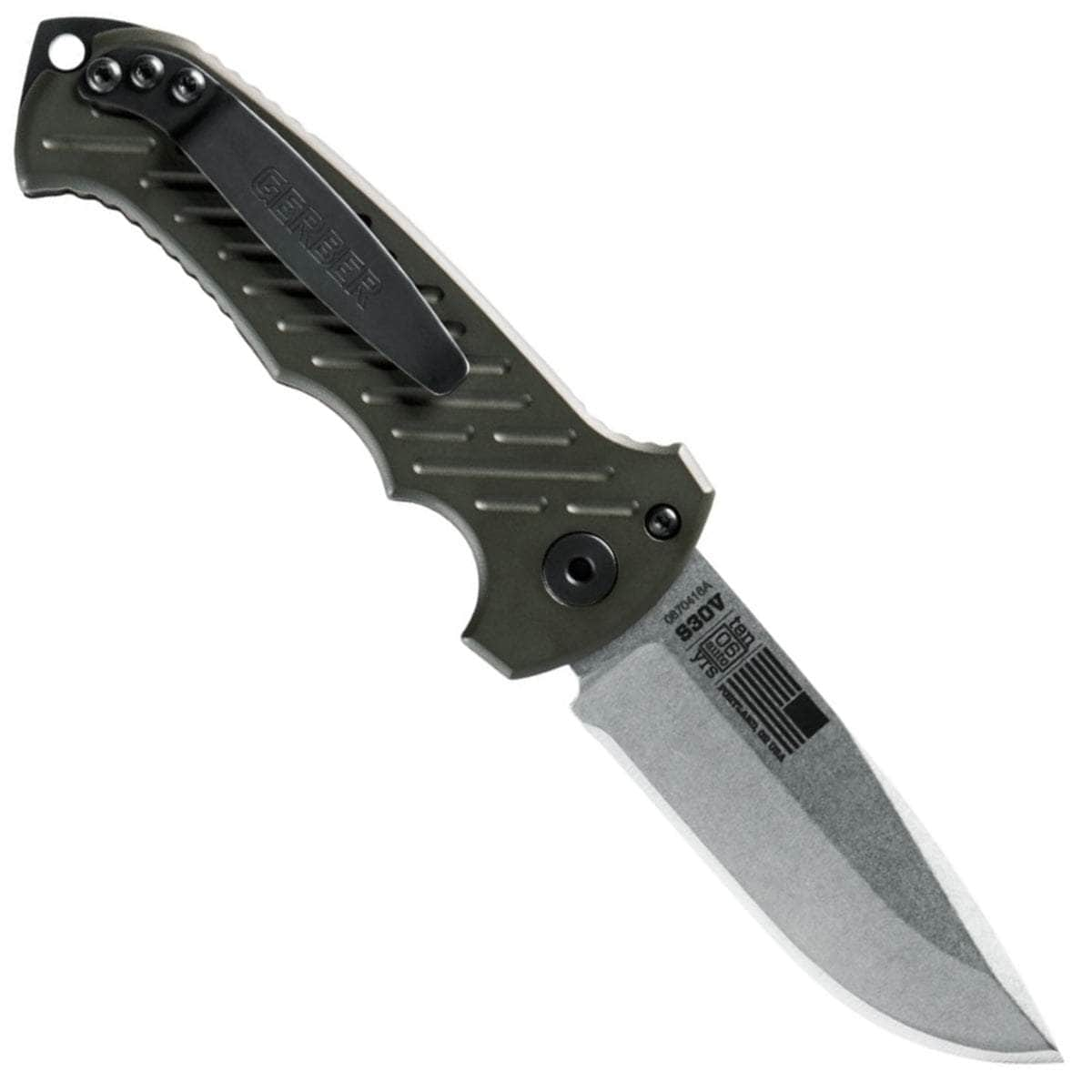 Gerber 06 Auto 10th Anniversary, 3.8 Drop Point S30V Blade, OD Green Aluminum Handle - 30-001263 Order Online