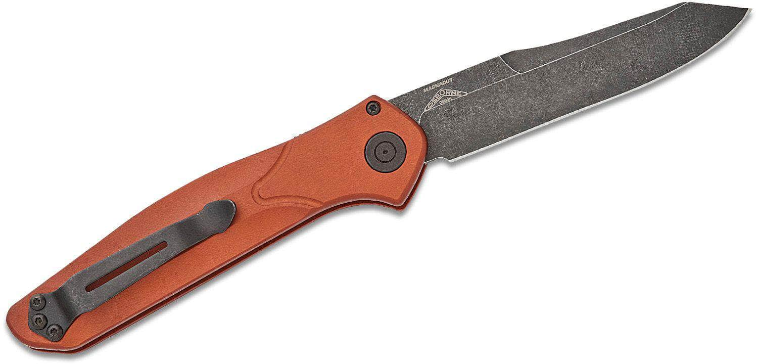 Benchmade 9400BK-03 Osborne AUTO Folding Knife 3.4 CPM-MagnaCut Black DLC Battlewashed Plain Blade, Burnt Copper Aluminum Handle Discount 2025 Unisex