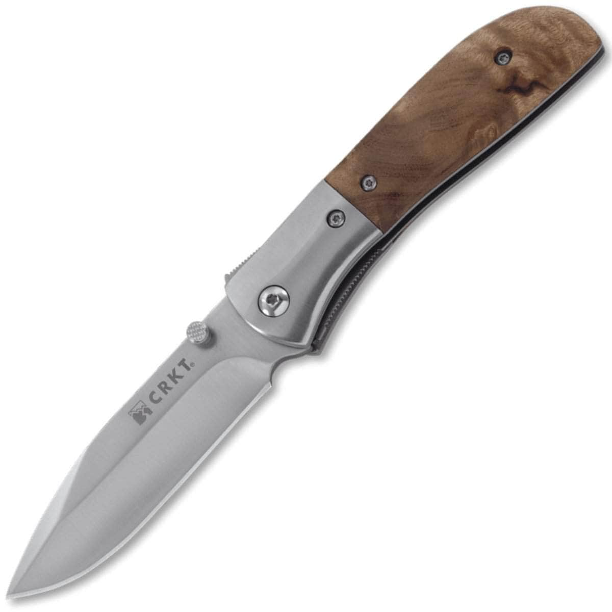 CRKT M4-02W Carson, 3.25 Assisted Blade, Burl Wood Handle w/ Steel Bolster Clearance Clearance