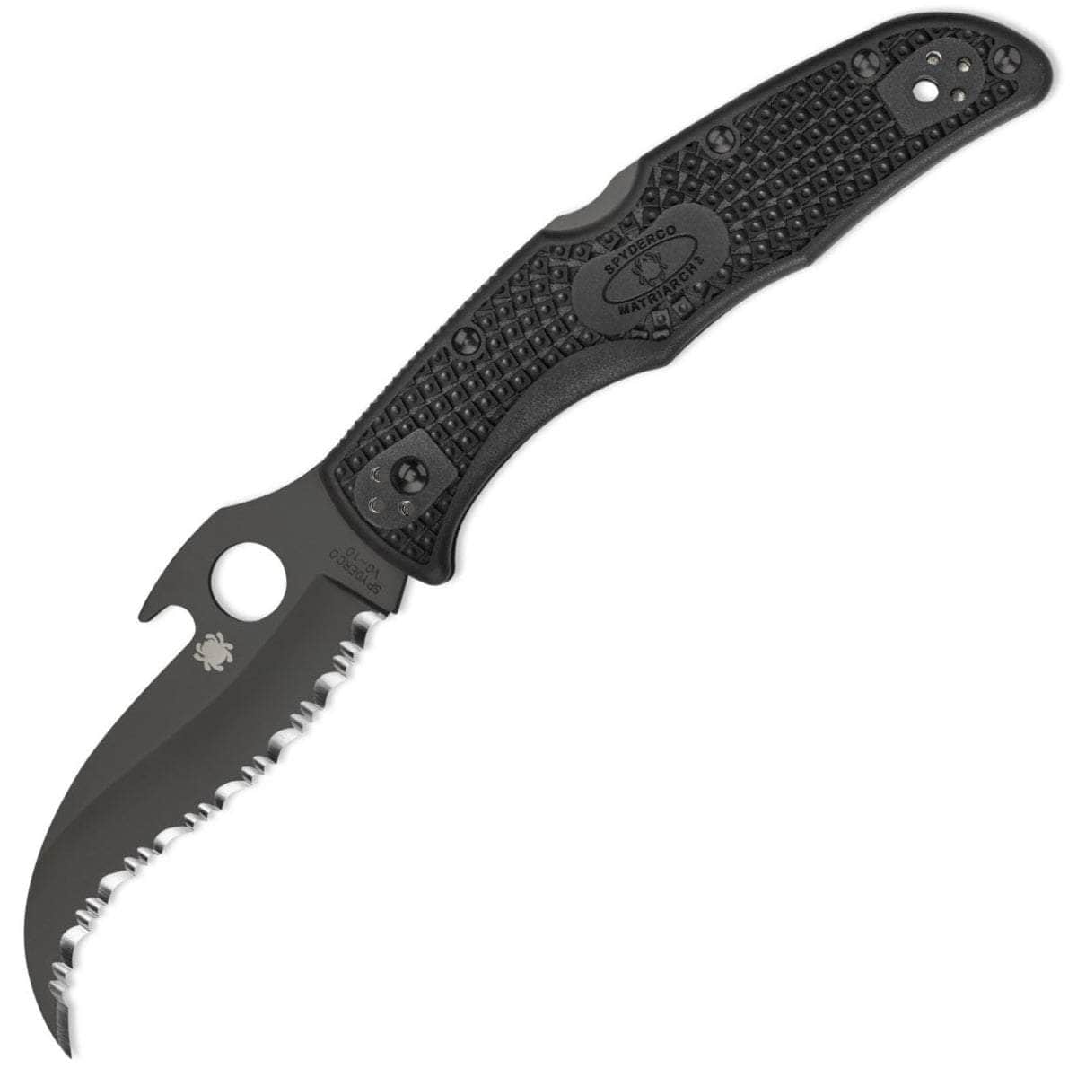 Spyderco Matriarch 2, 3.57 Serrated Black Blade w/ Wave, FRN Handle - C12SBBK2W Sale Low Pice Fee Shipping