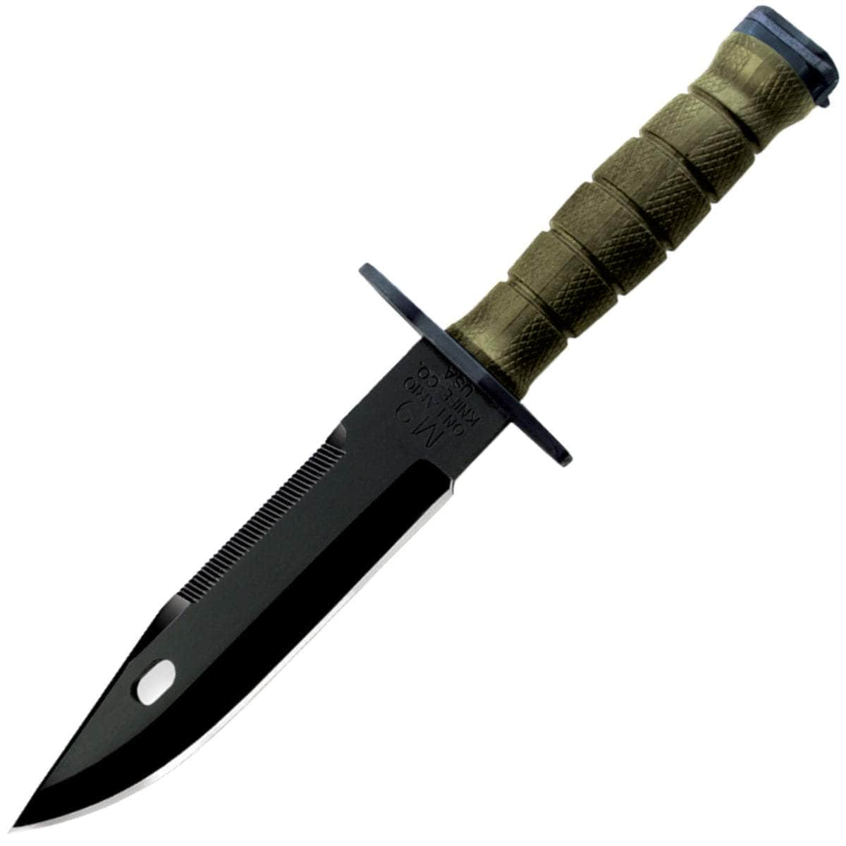 Ontario 490 M9 Bayonet, 7 Black Blade, Olive Drab GFN Handle, Sheath - 6220 With Paypal For Sale