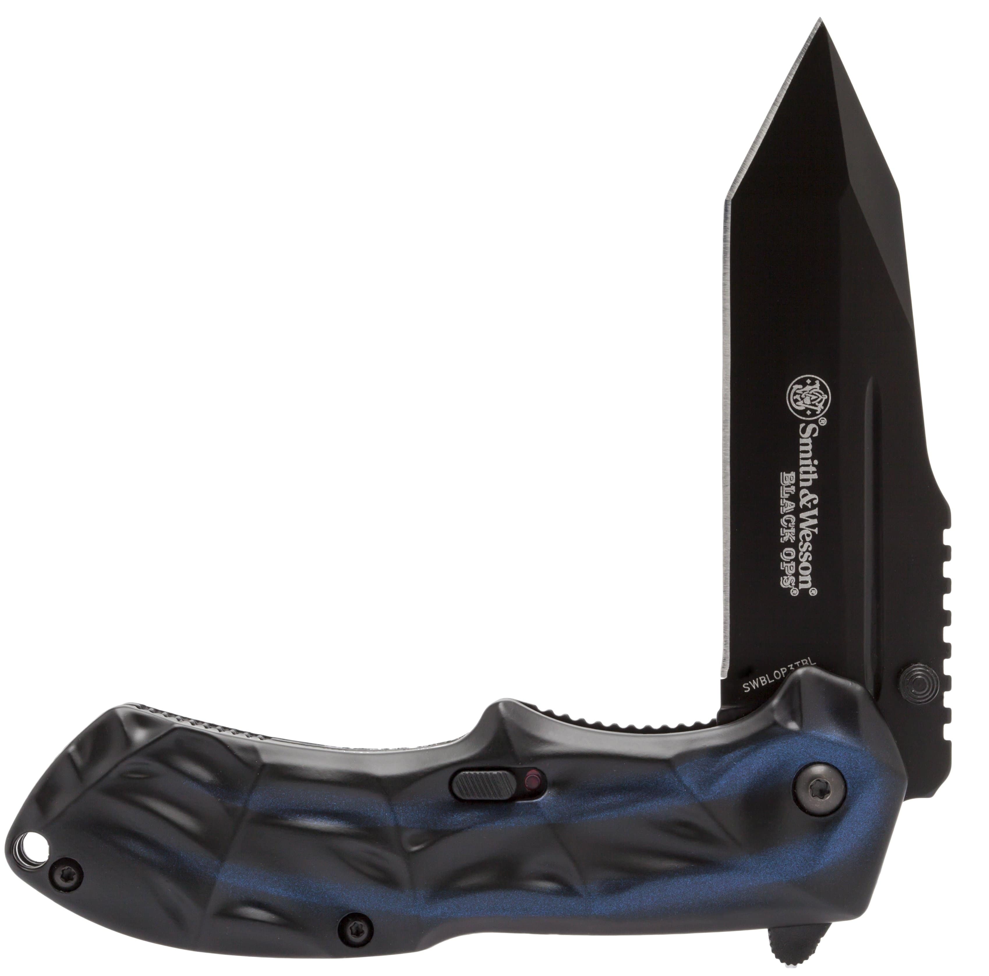 Smith & Wesson Black Ops M.A.G.I.C. Assisted Opening Knife, 3.4 Tanto Blade, Blue Aluminum Handle - SWBLOP3TBL Outlet Manchester Great Sale