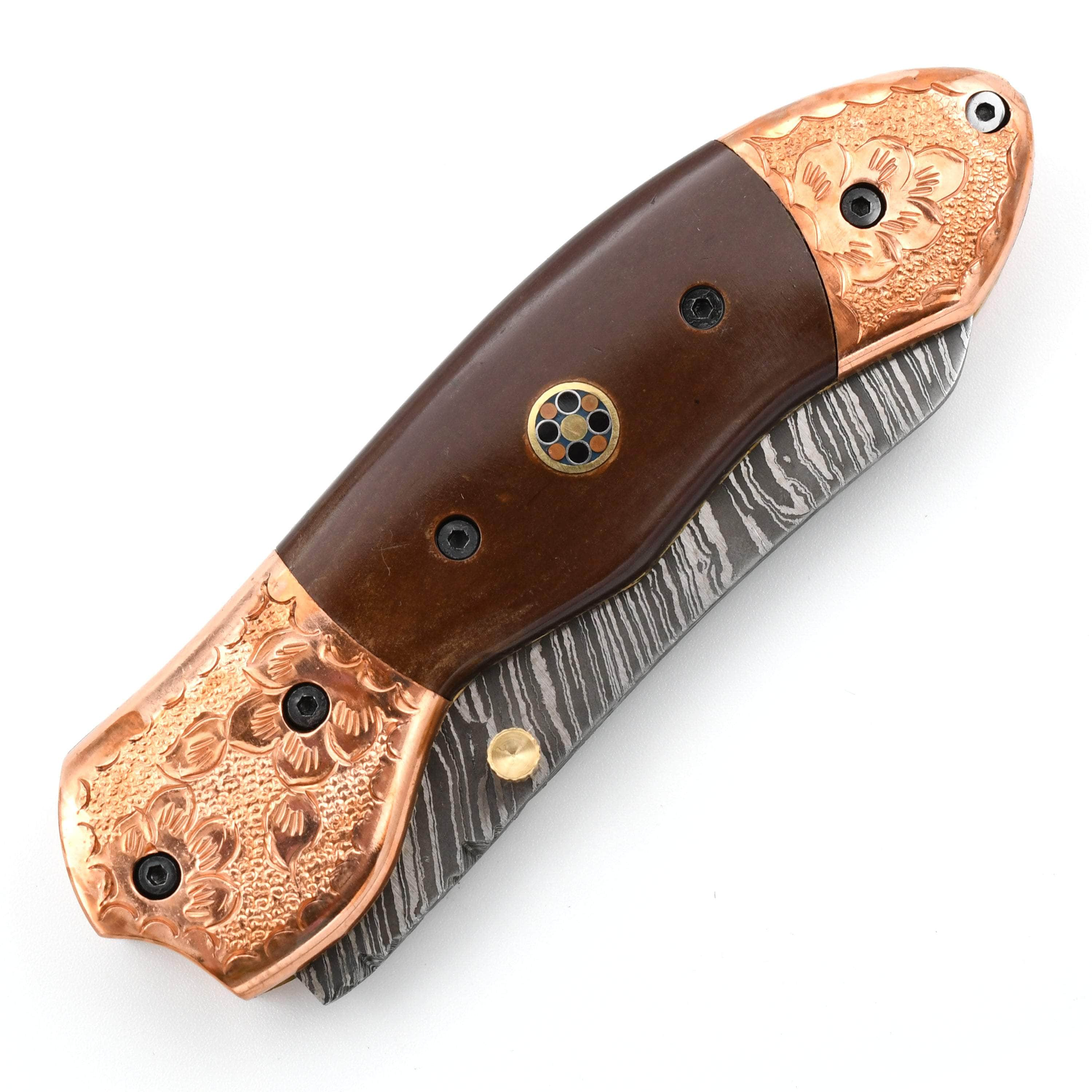 [Discontinued] White Deer Executive Series Nesmuk, 3.25 Damascus Blade, Rainwood/Copper Handle - FDM-2524 Free Shipping Classic