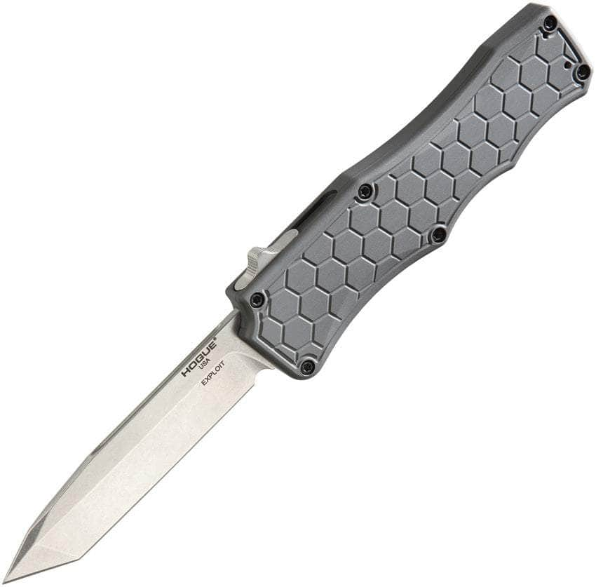 Hogue Exploit OTF Automatic, 3.5 S30V Tanto Blade, Gray Aluminum Handle - 34042 Discount Sale Online