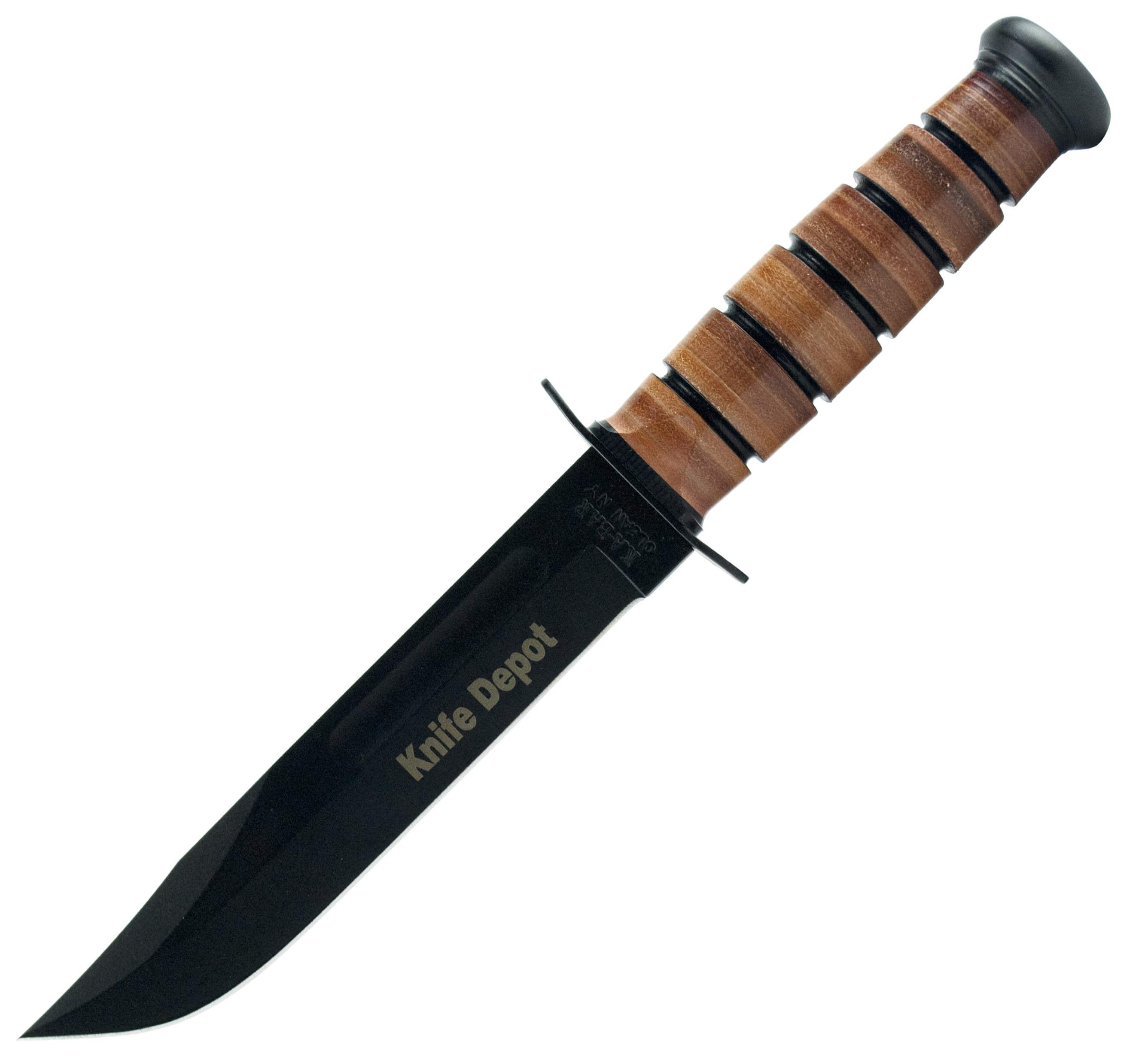 Engraved KA-BAR USMC Tactical/Utility Knife, 7 Blade, Leather Sheath Pay With Paypal