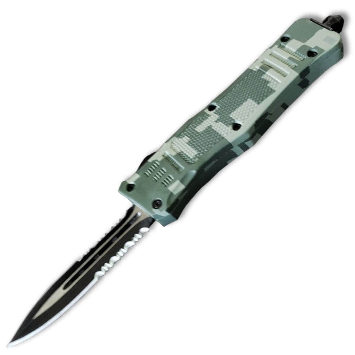 Delta Force OTF Automatic Knife, 2.75 Dual Serrated Blade, Camo Handle - OTFM-11CA Visa Payment Cheap Pice