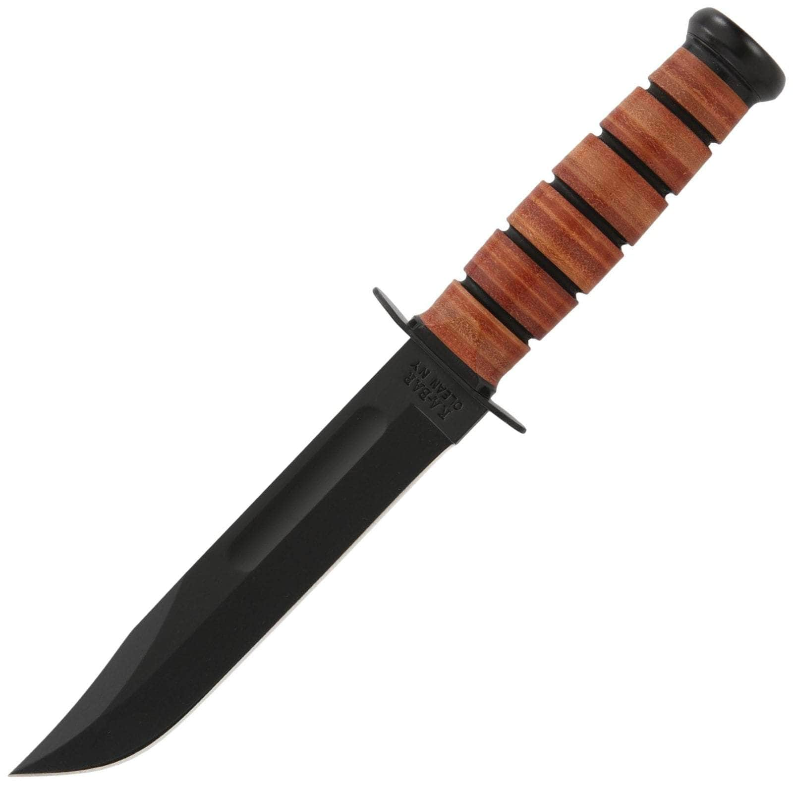 KA-BAR US Army Fighting Knife, 7 Plain Blade, Leather Handle, Leather Sheath - 1220 Discount Classic