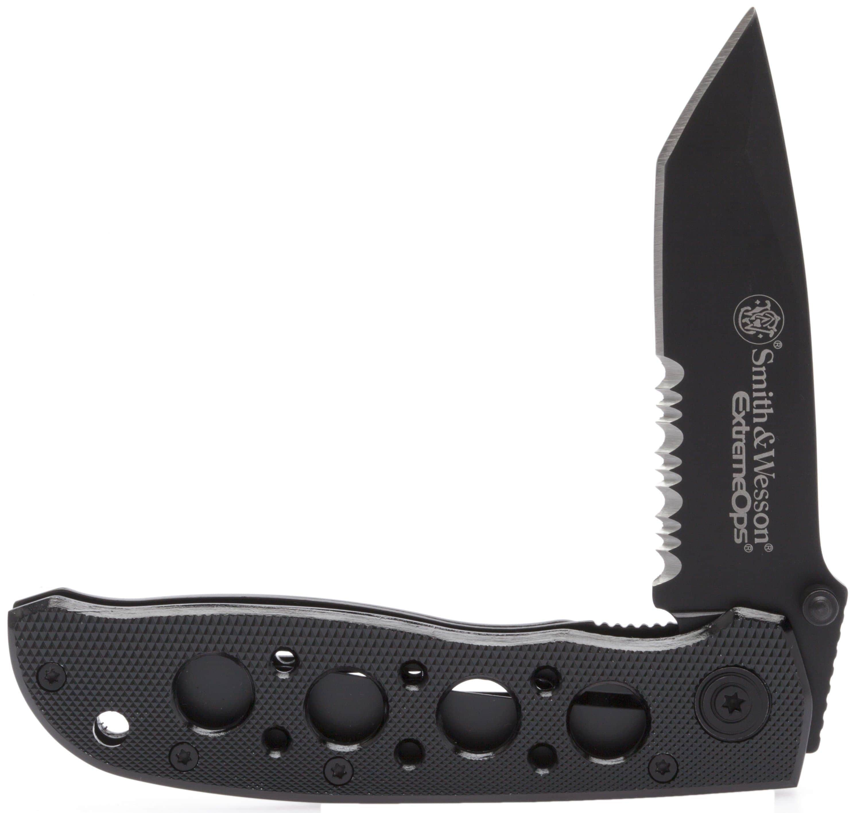 Smith & Wesson Extreme Ops Folder, 3.25 Combo Blade, Black Aluminum Handle - CK5TBS Free Shipping In China