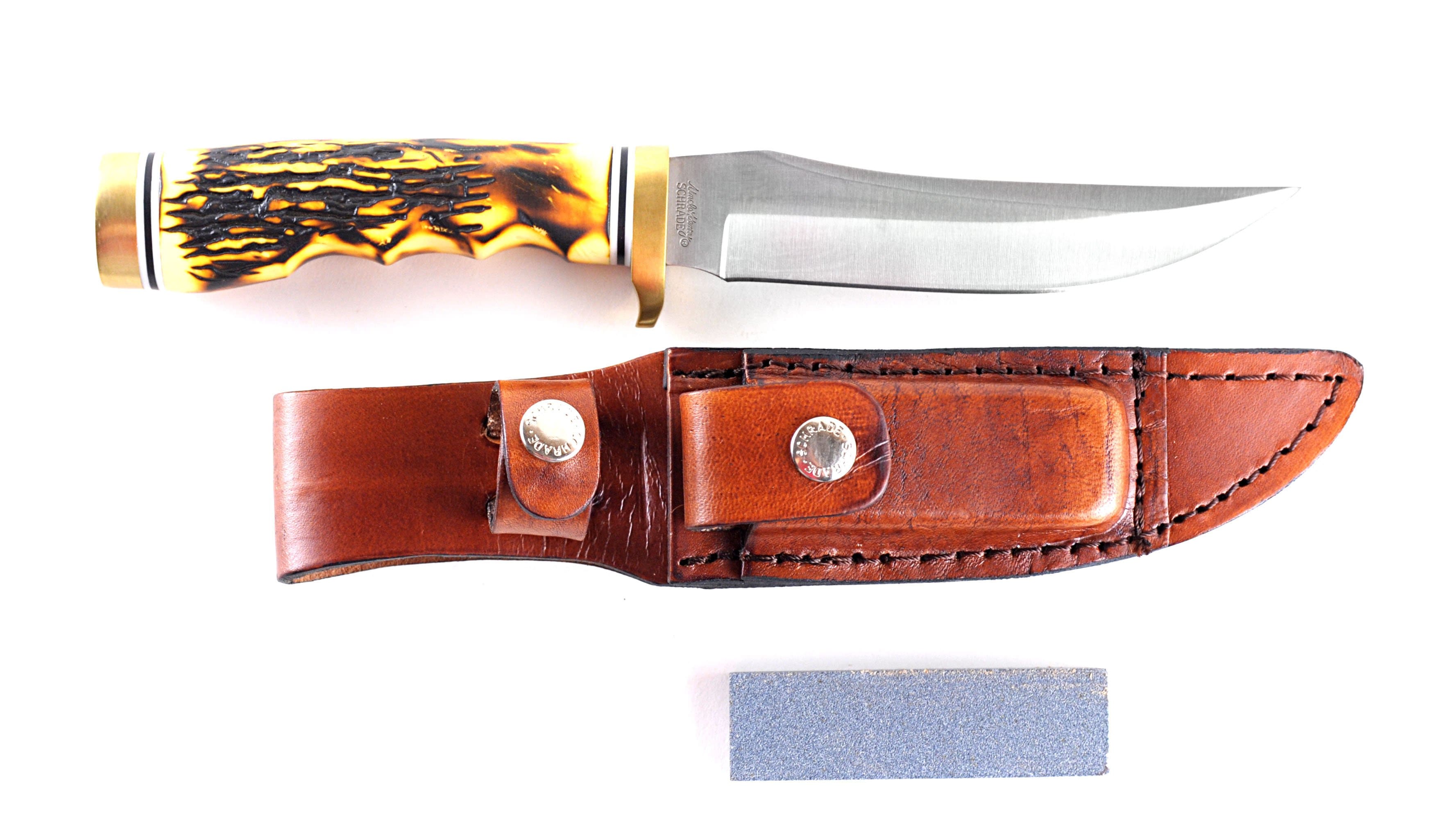 Schrade Uncle Henry Golden Spike, 5 Blade, Staglon Handle, Sheath - 153UH High Quality Buy Online