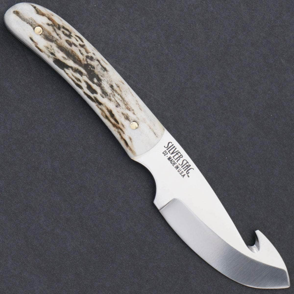 Silver Stag Gut Slab, 2.75 D2 Blade, Stag Handle, Sheath - GS2.75 Free Shipping Finishline