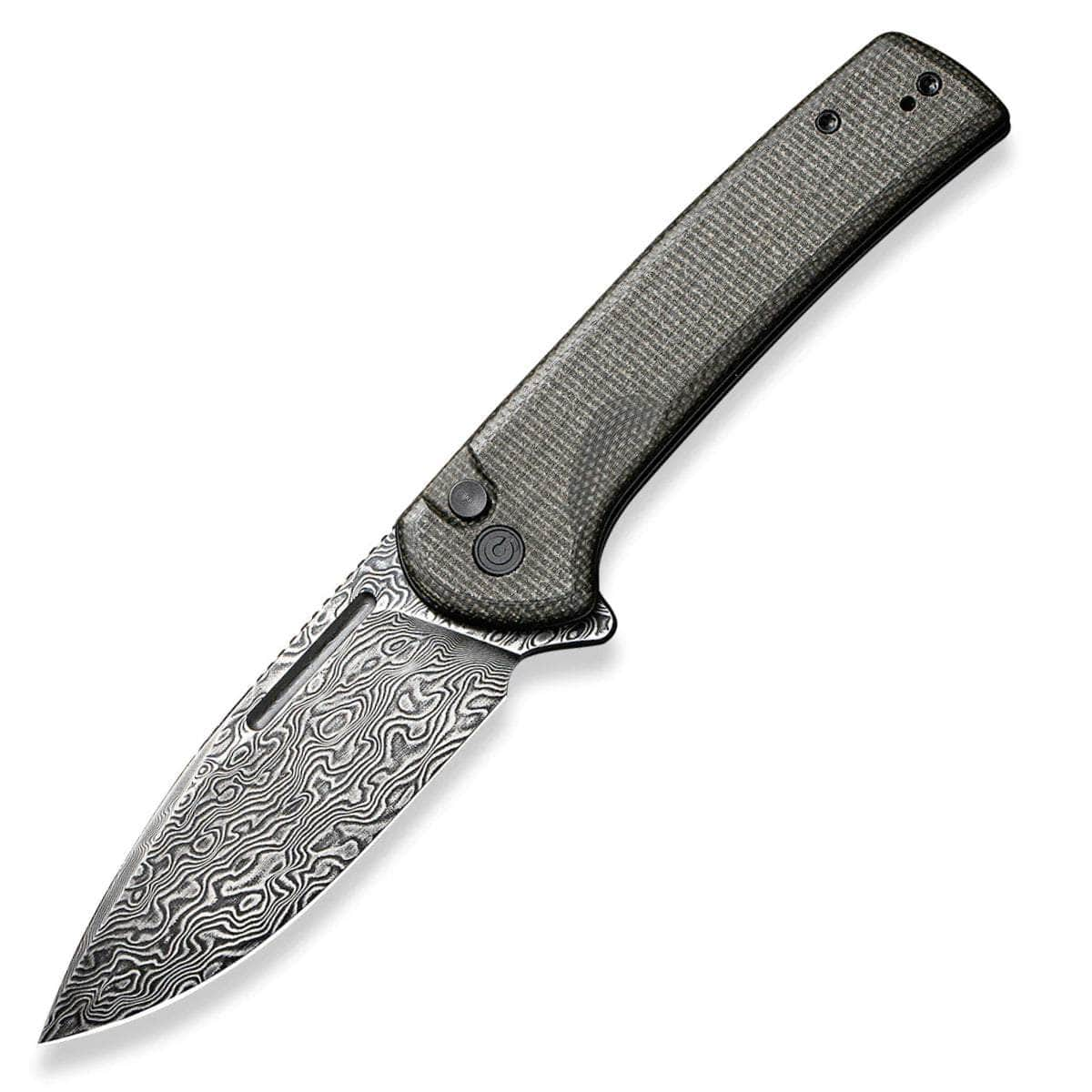 CIVIVI Conspirator, 3.48 Damascus Button Lock Blade, Dark Green Micarta Handle - C21006-DS1 Store Cheap Online