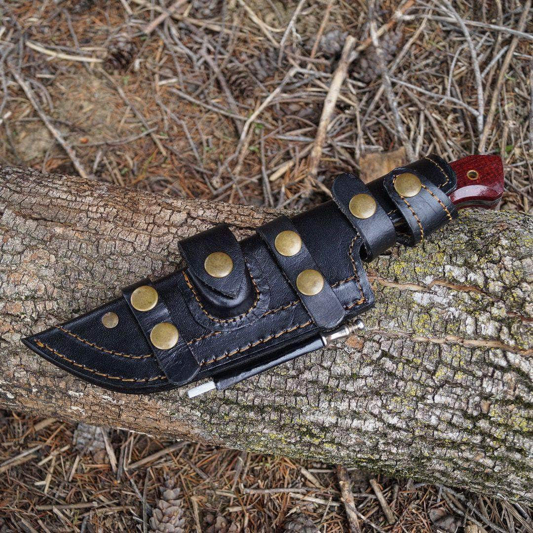 BucknBear Custom Handmade Damascus Tanto Tracker Fixed Blade Knife (Red G10)) Clearance Clearance Store