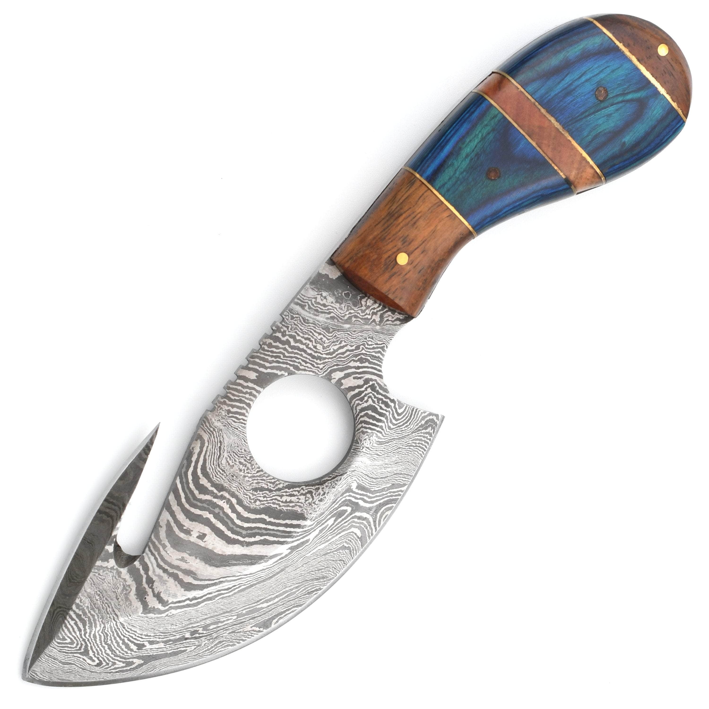 White Deer Damascus Skinner Hunting Knife, 4 Blade, Wood Handle, Sheath - DM-2130 Cheap Sale Pay With Visa