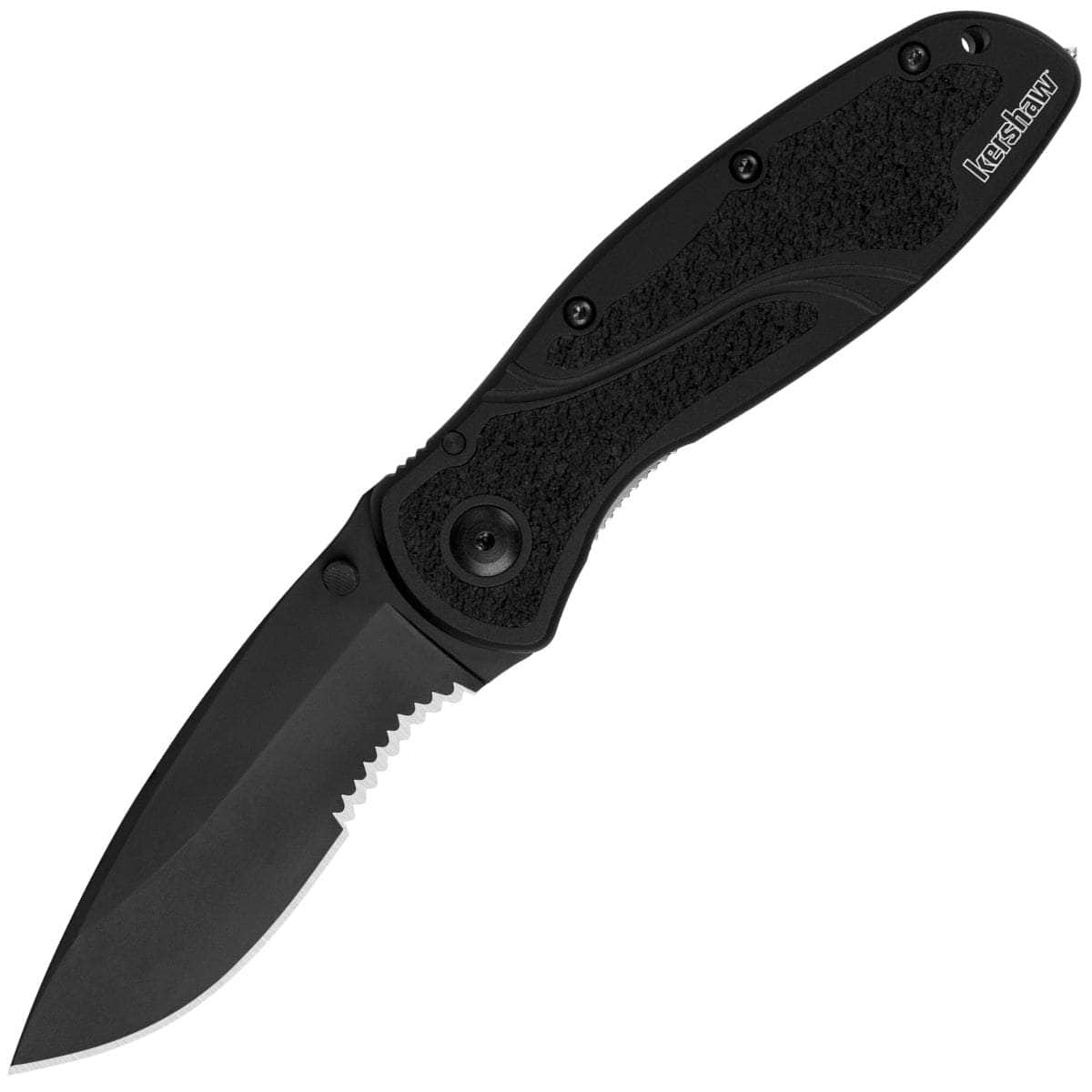 Kershaw Blur, 3.4 ComboEdge Black Assisted Blade, Black Handle, Glassbreaker - 1670GBBLKST Free Shipping Shop