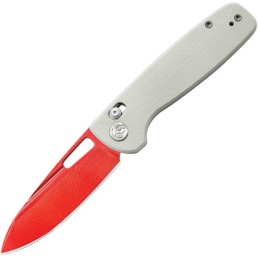 KUBEY BLUFF AXIS KNIFE WHITE G10 HANDLE PLAIN RED BLADE KU248B Outlet For Sale