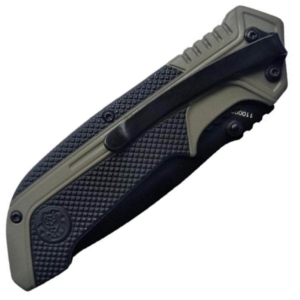 Smith & Wesson S.A., 3.25 Assisted Combo Blade, Green Aluminum Handle - 1100036 Free Shipping Clearance