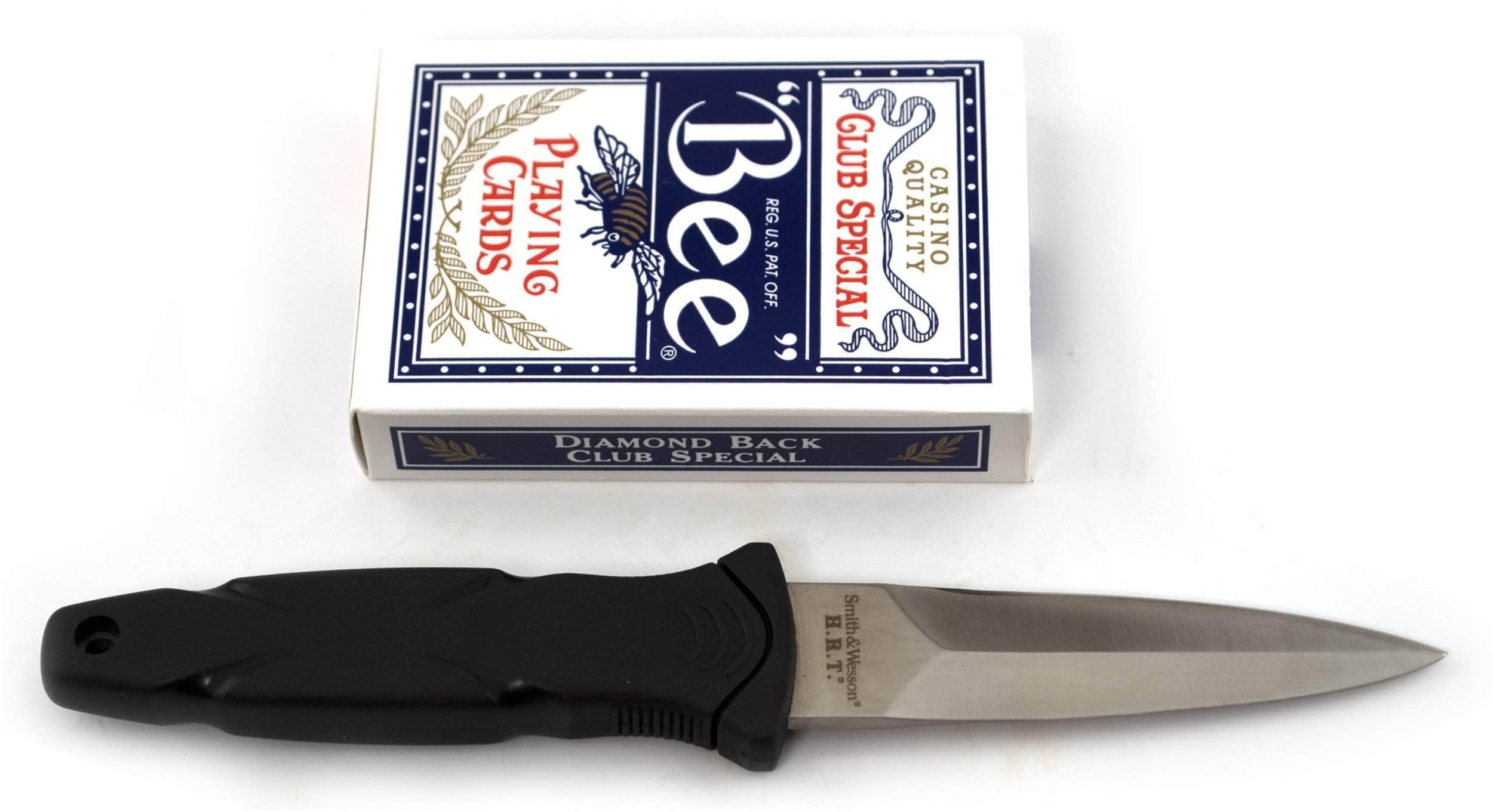 Smith & Wesson H.R.T. Boot Knife, 3.38 Dagger Satin Blade, TPR Handle, Sheath - SWHRT3 Free Shipping Nicekicks