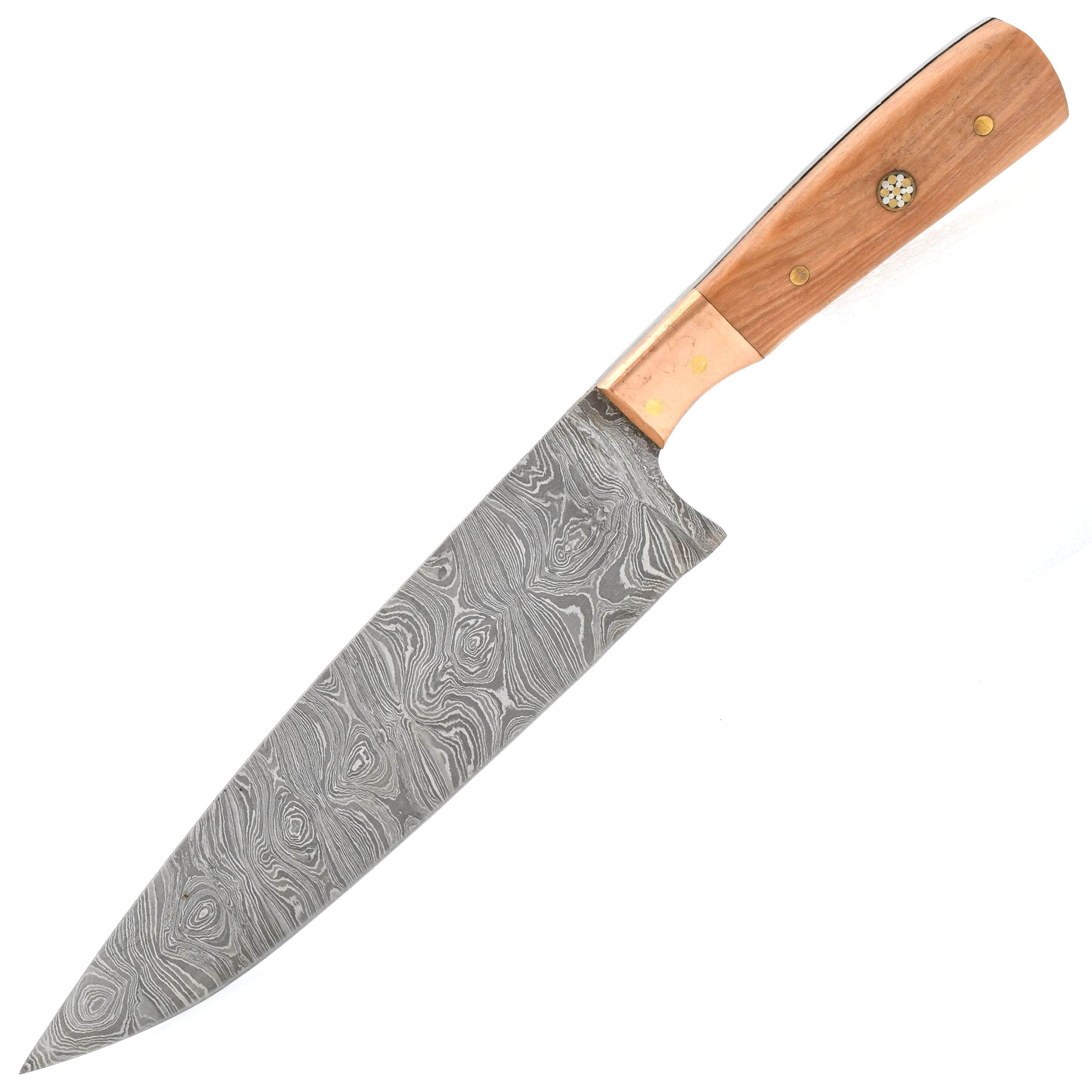 White Deer Damascus Chef Knife, 8 Blade, Olive Wood Handle - SDM-2169 Cheap Sale