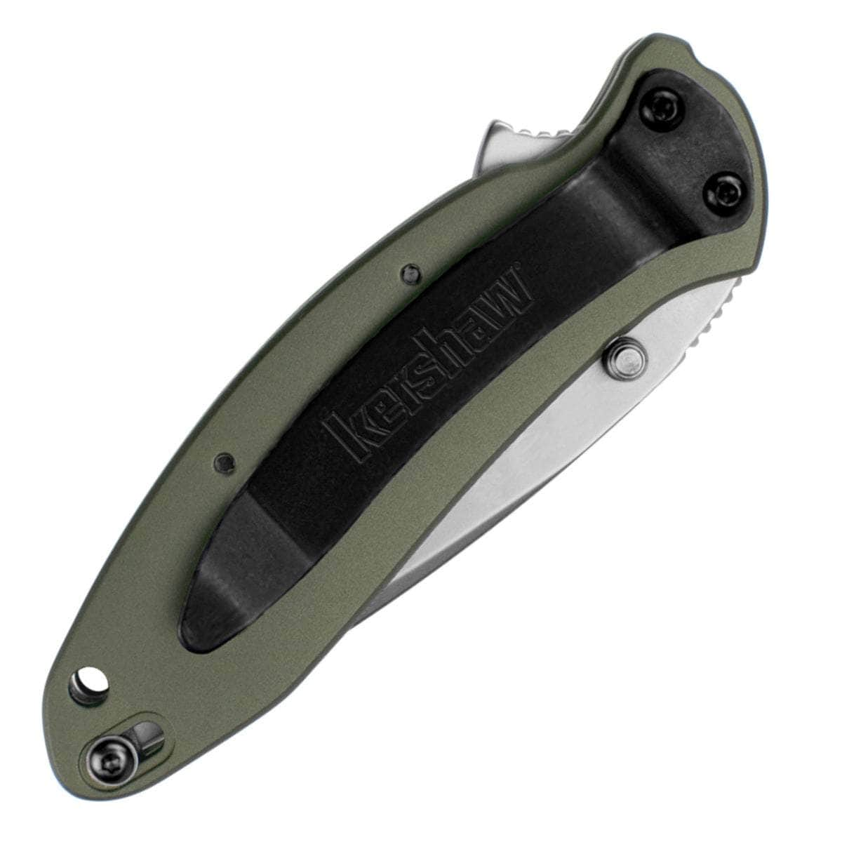 Kershaw Scallion, 2.4 Assisted Blade, Olive Aluminum Handle - 1620OL Free Shipping Fast Delivery