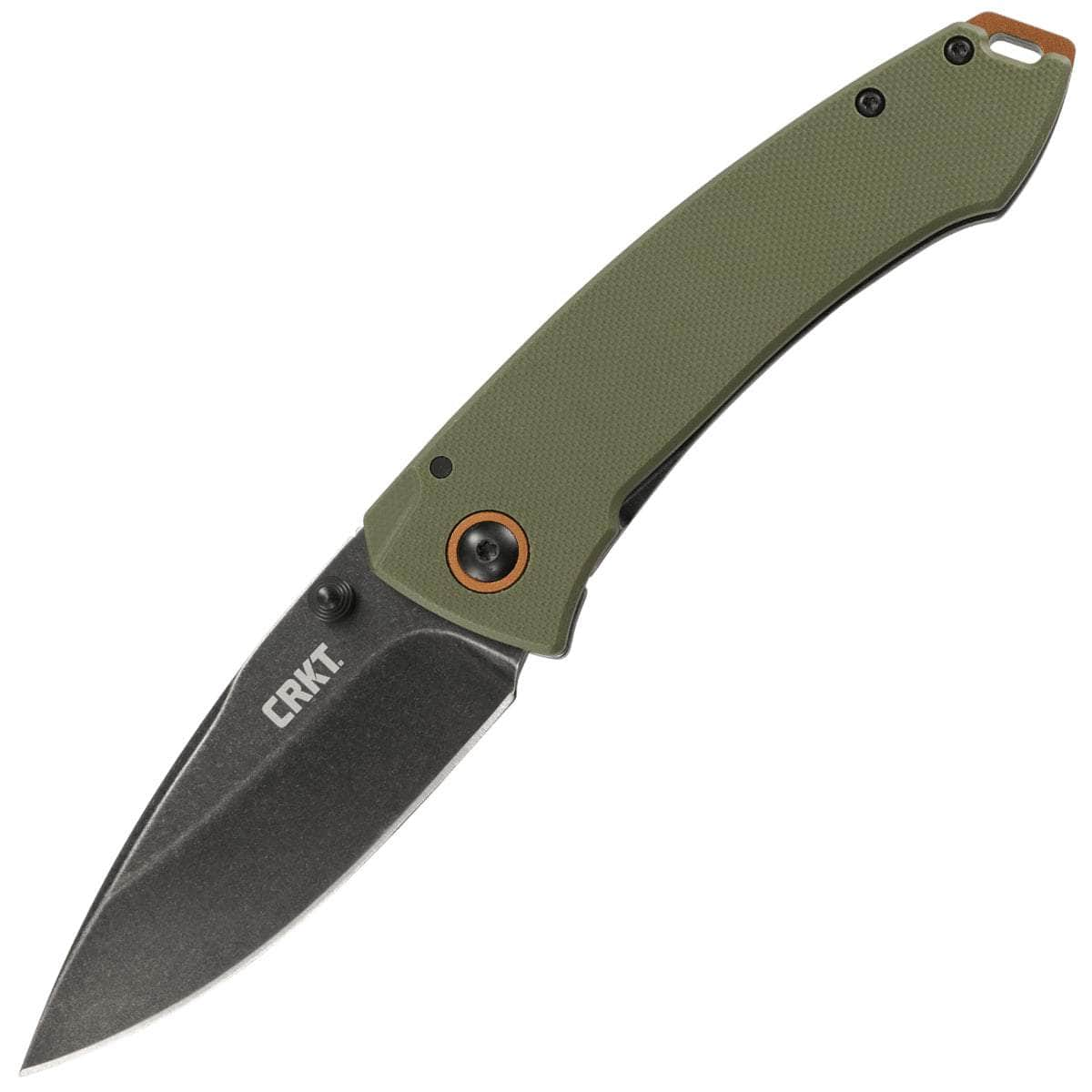 CRKT Tuna, 3.22 Black Blade, Green G10/Steel Handle - 2520 Outlet Store Locations