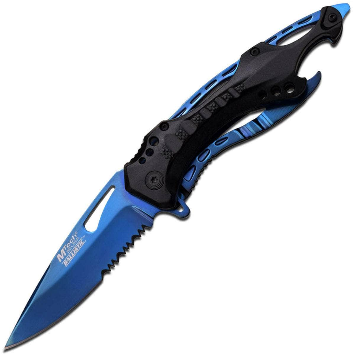 MTech USA Assisted Folder, 3.5 Blue Blade, Aluminum Handle - MT-A705BL Free Shipping In China