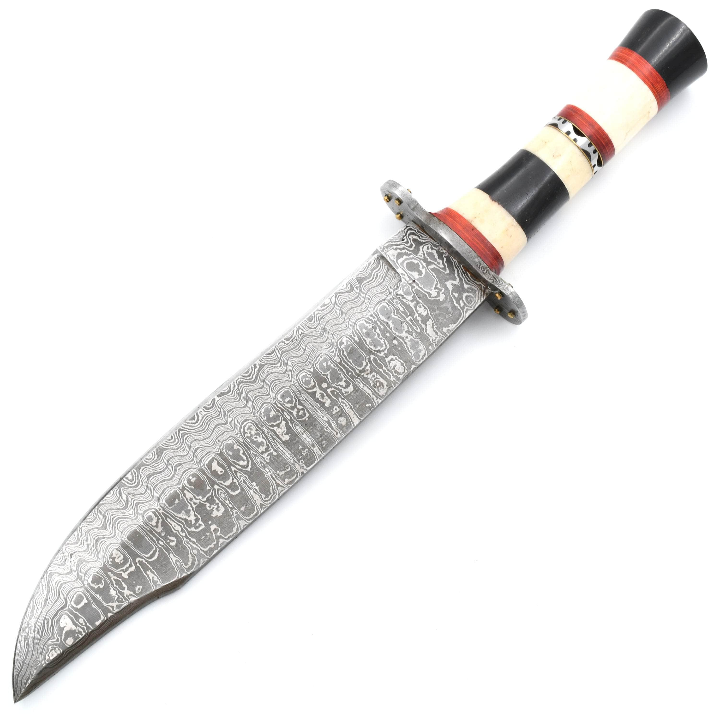 White Deer Damascus Bowie, 10 Blade, Buffalo Horn Handle, Sheath - GDM-2148 Buy Cheap Discounts