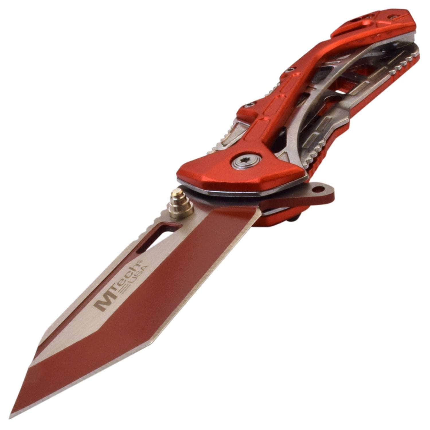 MTech USA Spring-Assist Folder, 3.25 Blade, Red Aluminum Handle - MT-A997BRD Sale For Nice