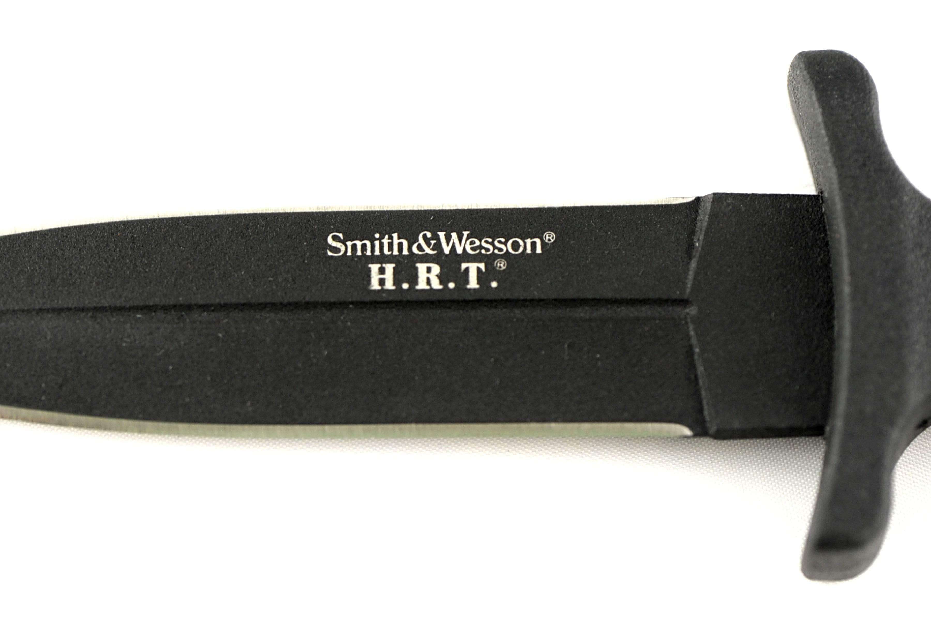 Smith & Wesson H.R.T. Boot Knife, 4.75 Dual-Edge Blade, Rubber Handle, Leather Sheath - SWHRT9B With Credit Card Free Shipping