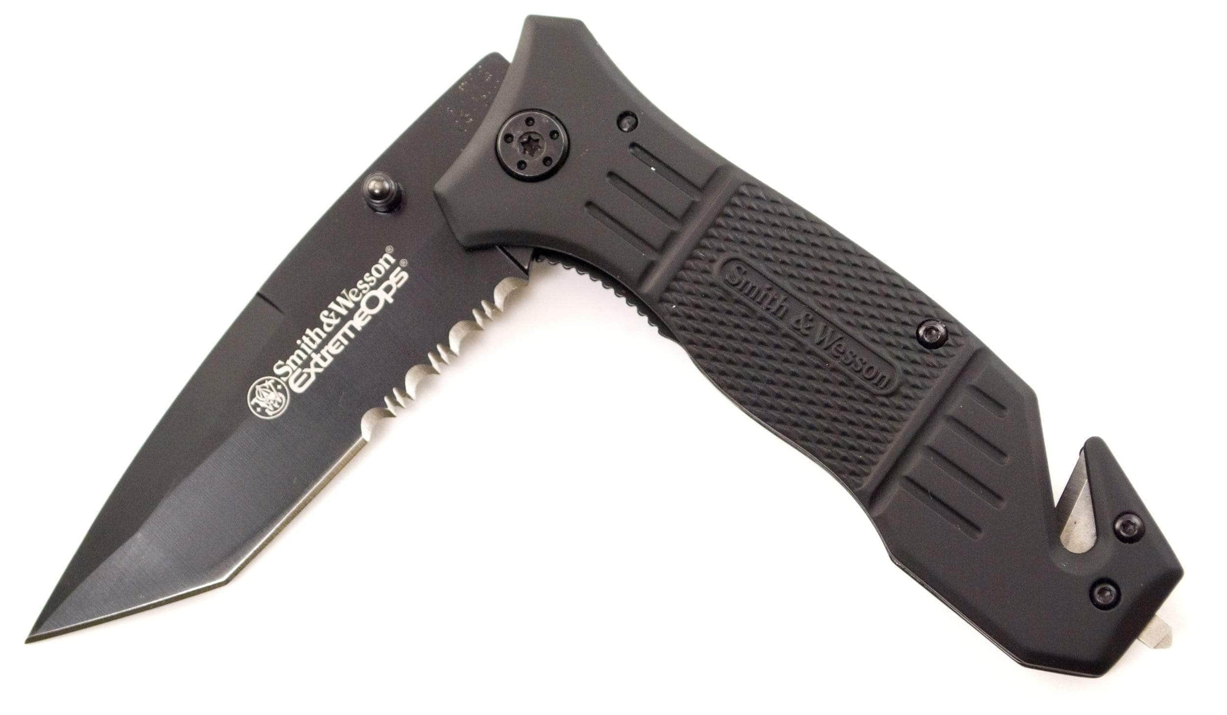 Smith & Wesson Extreme Ops Folder, 3.3 Tanto Combo Blade, Rubberized Aluminum Handle - SWFR2S Clearance Fashionable