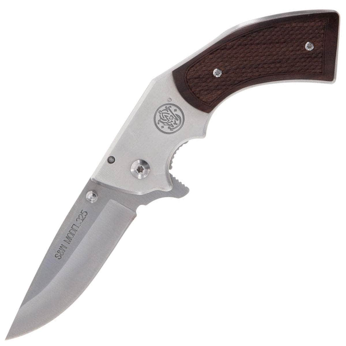 Smith & Wesson M325 Revolver Knife, 3 Blade, Wood Handle, Sheath - 1168583 Discount Professional