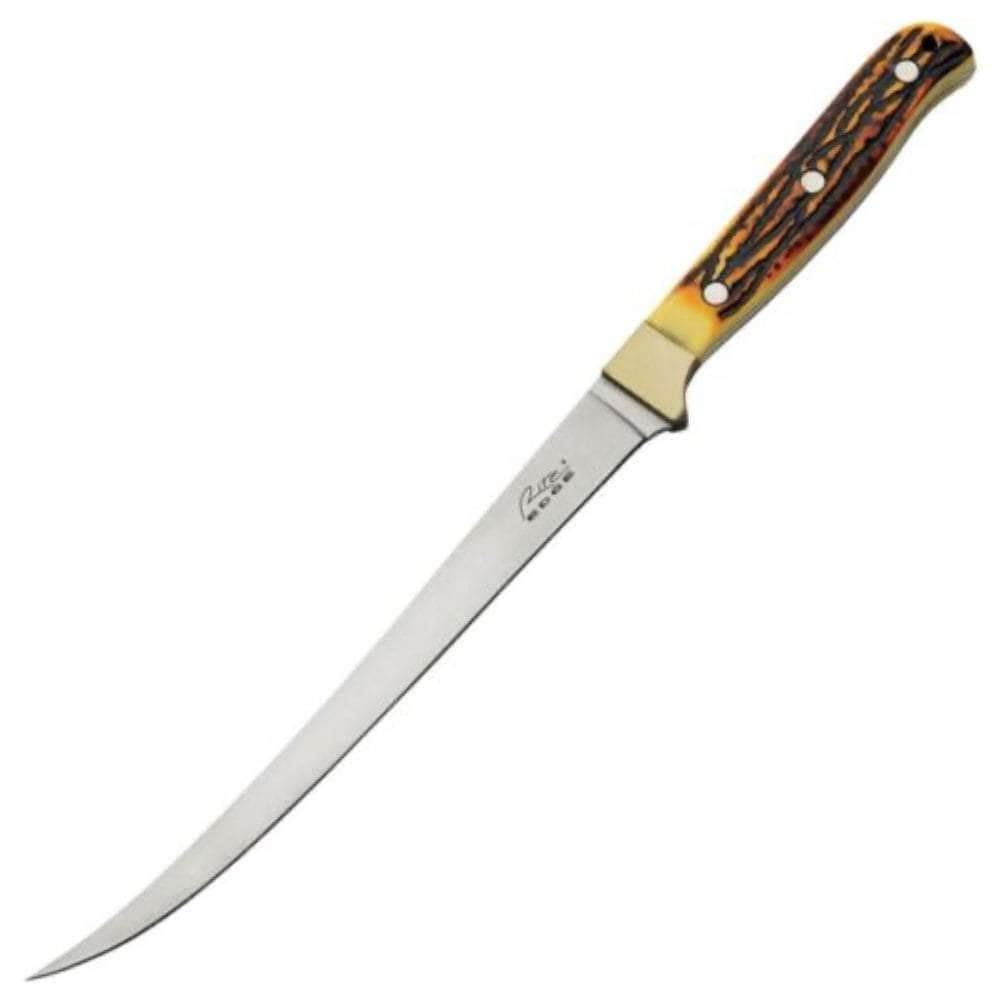 Rite Edge Fillet Knife, 12.25 Overall Length, Faux Stag Handle, Leather Sheath 211560 Nicekicks