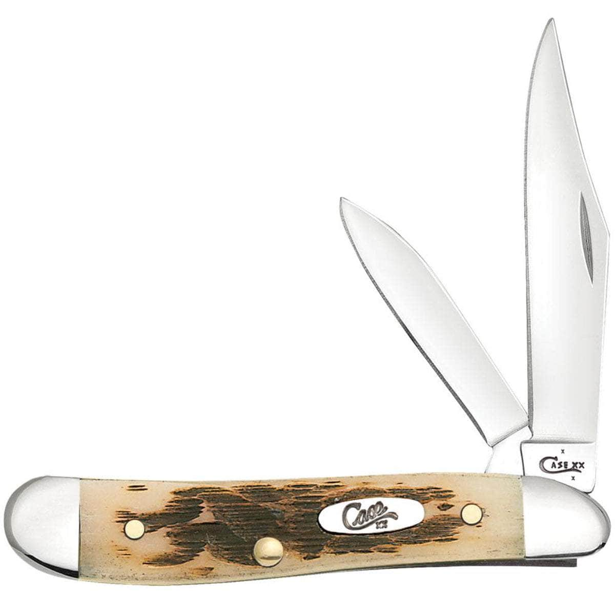 Case Peanut, 2 Blades, Peach Seed Jig Amber Bone Handle - 00045 Buy Cheap Pices