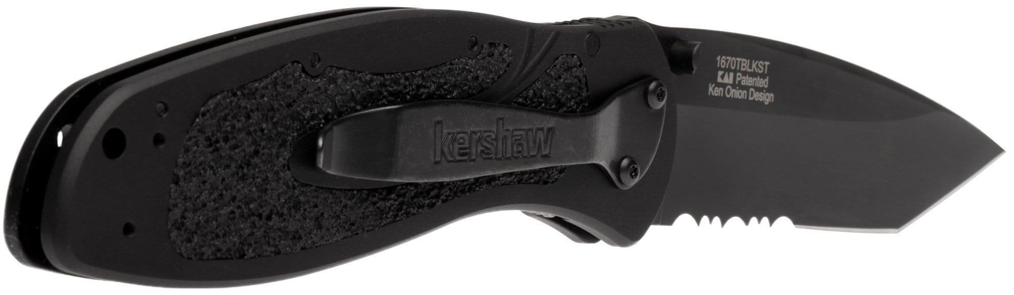 Kershaw Blur, 3.4 Tanto Serrated Blade, Black Aluminum Handle - 1670TBLKST Buy Cheap 2025 Newest