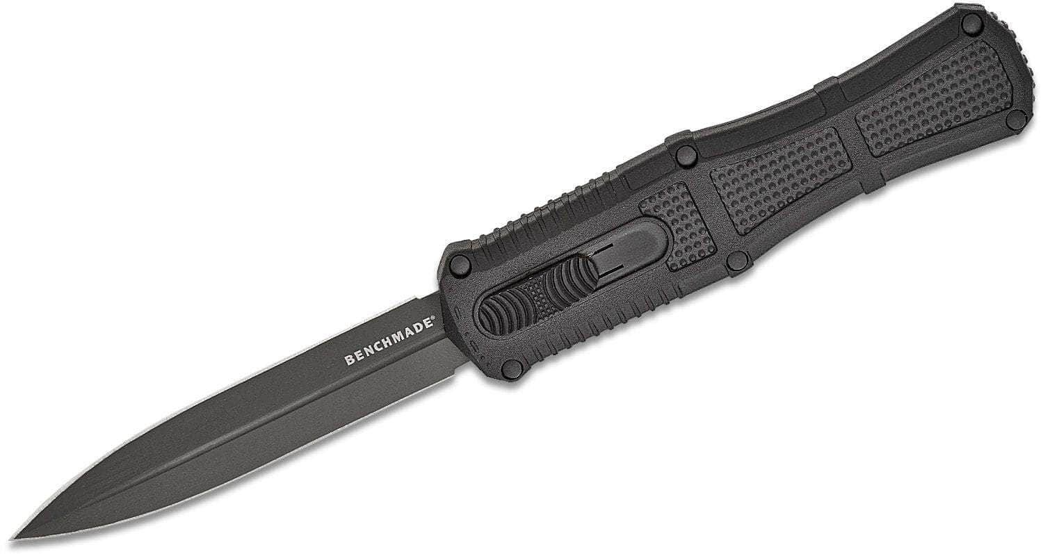 Benchmade 3370GY Claymore OTF AUTO Knife 3.89 CPM-D2 Smoke Gray PVD Double Edge Dagger Blade, Black Grivory Handle Free Shipping Discounts