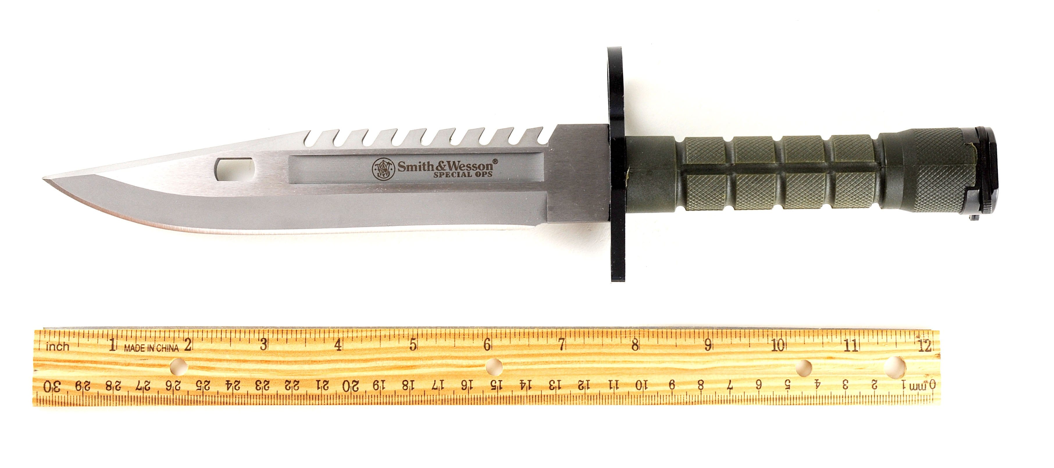 Smith & Wesson Special Ops M-9 Bayonet, 7.8 Blade, Green Rubber Handle, Sheath - SW3G Cheap Sale Amazing Pice