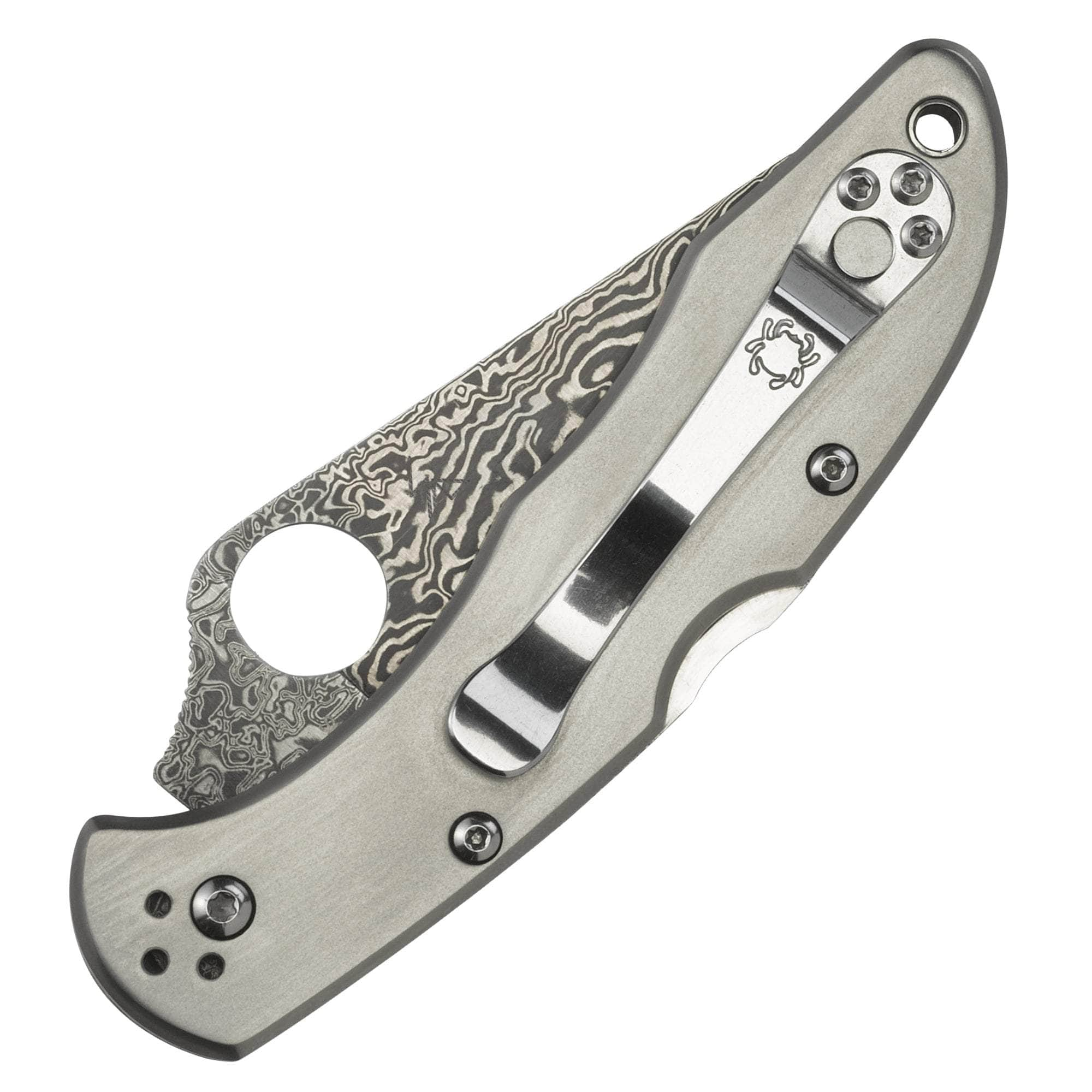 Spyderco Delica 4, 2.9 Damascus VG10 Blade, Titanium Handle - C11TIPD Enjoy For Sale