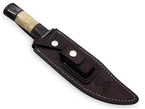 White Deer Outback Damascus Bowie, 7.4 Blade, Bone Handle, Sheath - DM-2418 Marketable