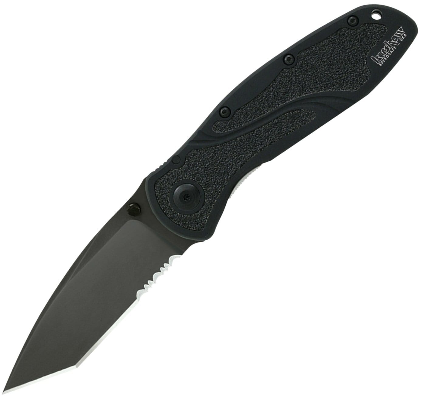 Kershaw Blur, 3.4 Tanto Serrated Blade, Black Aluminum Handle - 1670TBLKST Buy Cheap 2025 Newest