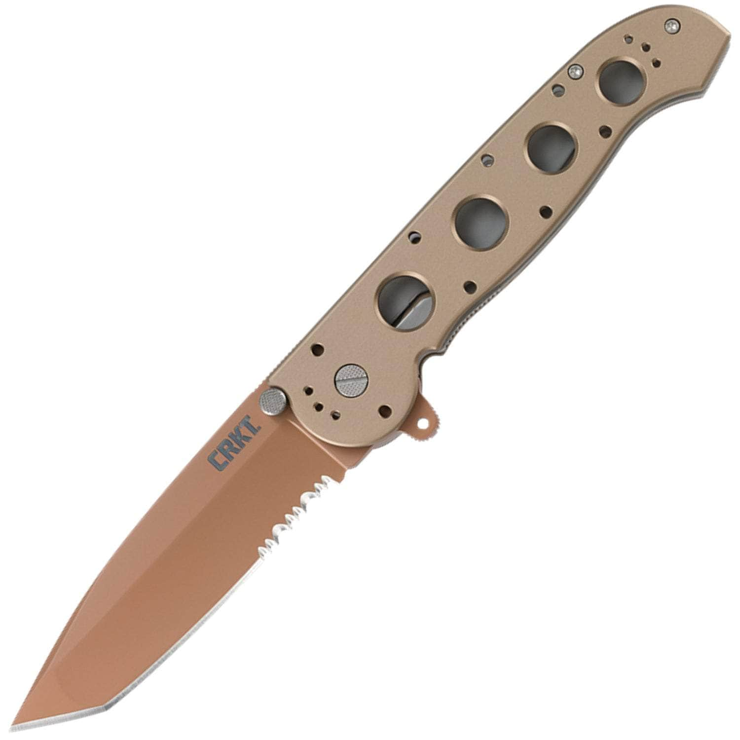 CRKT M16-14D Folder, 3.99 ComboEdge Tanto Blade, Desert Tan Aluminum Handle Discount Outlet Store