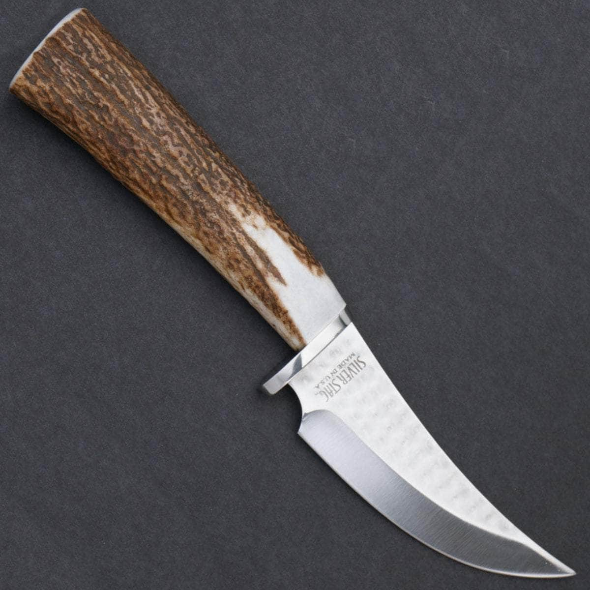 Silver Stag Skinner Elk Stick, 4.5 1095 Blade, Stag Handle, Sheath - SSS4.5ES For Sale Free Shipping