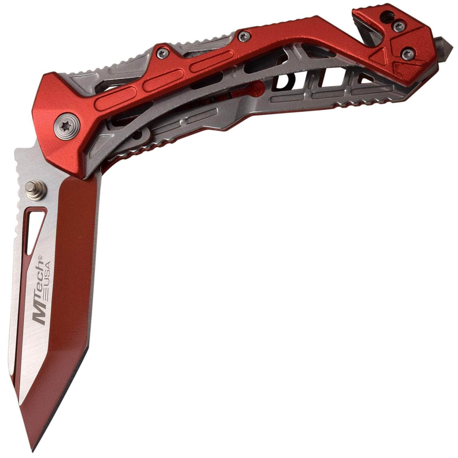 MTech USA Spring-Assist Folder, 3.25 Blade, Red Aluminum Handle - MT-A997BRD Sale For Nice